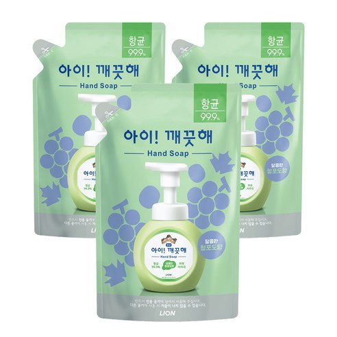 아이깨끗해 핸드워시 청포도향 리필용, 450ml, 3개