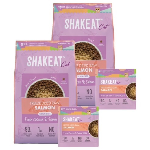 쉨잇 전연령 캣 동결건조 프레시 치킨&살몬 키블 건식사료 24p, 연어, 1.2kg, 2개