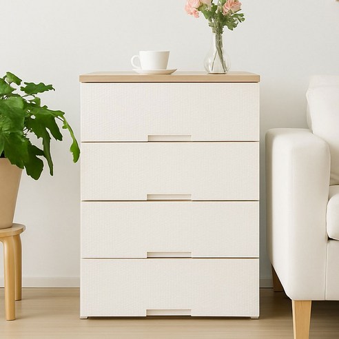 보노하우스 국내 제조 라탄플러스 우드상판 서랍장