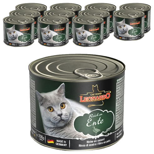 레오나르도 어덜트 고양이 습식사료, 오리, 200g, 12개
