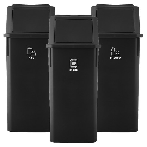 코멧 홈 깊은 쓰레기 분리수거함 60L 3p, 블랙