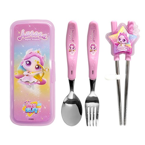 르번 슈팅스타 캐치! 티니핑 무소음 교정젓가락 풀세트, 오로라핑, 1개 오로라핑 × 1개, 오로라핑 × 1개 섬네일