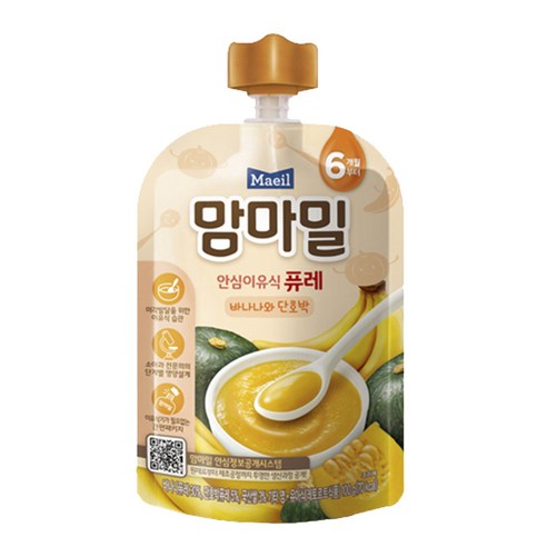 맘마밀 안심 이유식 퓨레 6개월부터, 100g, 1개, 바나나단호박