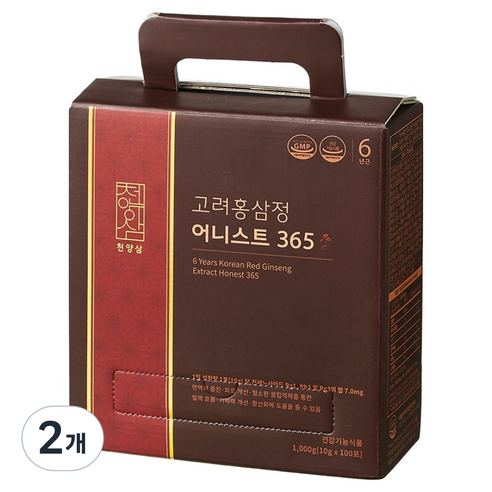 천양삼 6년근 고려홍삼정 어니스트 365 홍삼스틱 100p, 1kg, 2개