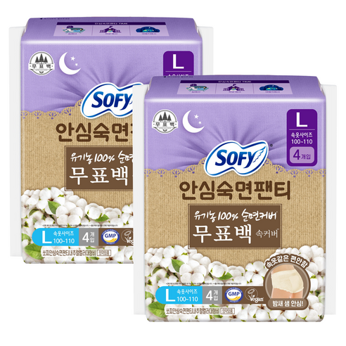쏘피 안심숙면팬티 입는 오버나이트, 대형 × 4개입 × 2개