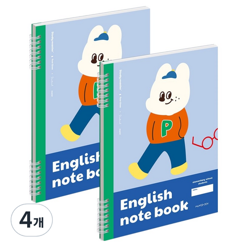 뮤니드 스프링 좁은칸 영어 노트, 퍼피, 4개