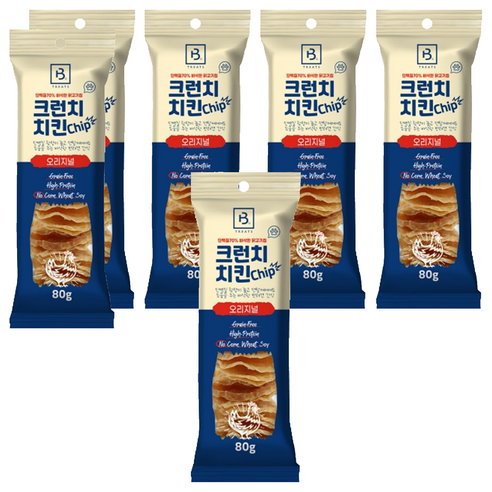 브리더랩 강아지 크런치 치킨 칩 오리지널, 닭고기, 80g, 6개