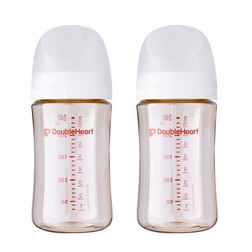 더블하트 모유실감 3세대 PPSU 노꼭지 젖병 트윈팩, 제뉴인화이트, 240ml, 2개