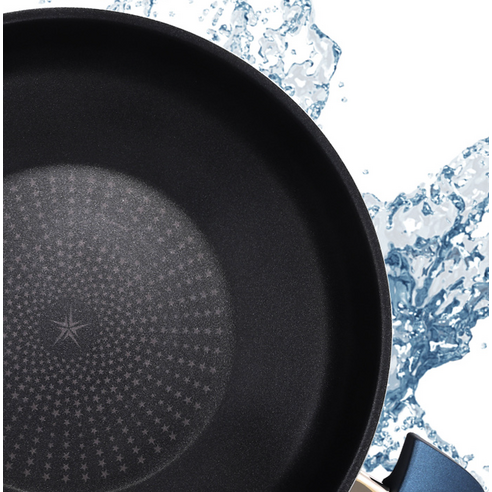 해피콜 클래식 다이아몬드 블루 파티웍 + 뚜껑 + 찜기, 28cm, 1세트 후기 분석 - 뚜껑 결합 모습