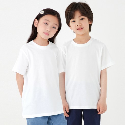 롤리트리 아동용 순면 베이직 반팔 티셔츠 2P 착용 후기 | 사이즈/핏 총정리 - 상품 이미지 1