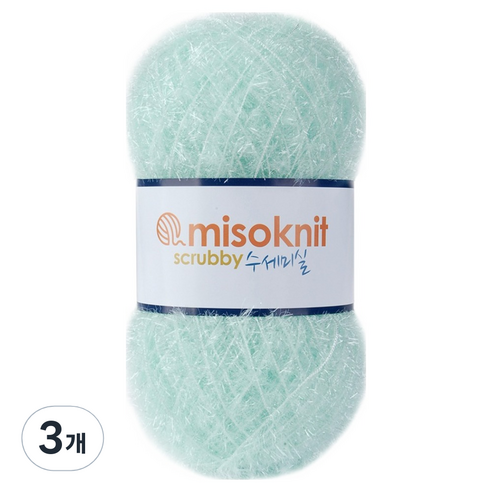 미소털실 펄 수세미실 80g, 43연민트, 3개