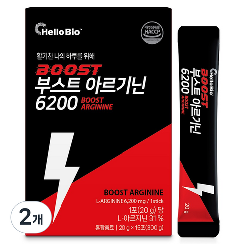 헬로바이오 부스트 아르기닌 6200, 2개, 300g