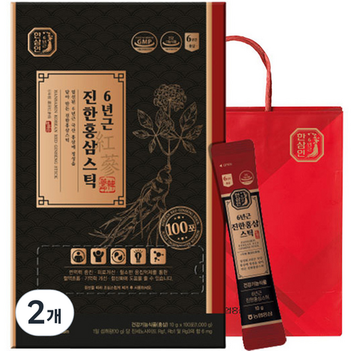 한삼인 6년근 진한홍삼스틱 + 쇼핑백, 1kg, 2개
