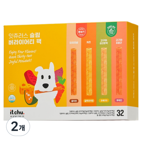 잇츄 강아지 잇츄러스 슬림 버라이어티팩 덴탈껌 32p, 혼합맛, 320g, 2개