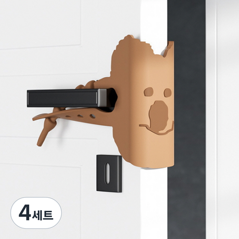 주식회사아텍스 곰돌이 문닫힘 소음 방지 커버 세트, 브라운, 4세트