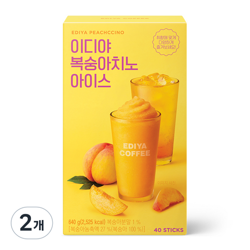 이디야 복숭아 치노 아이스티 분말, 16g, 40개입, 2개