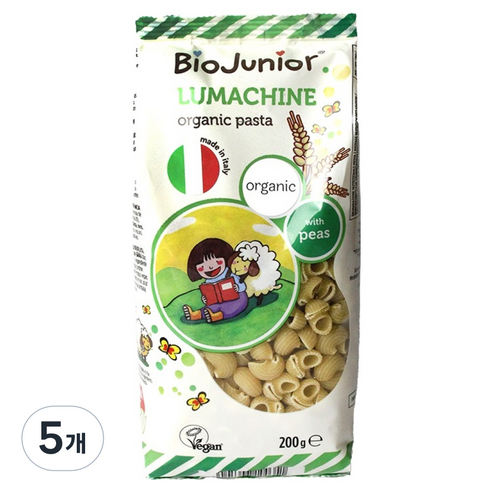 바이오주니어 유기농 루마치네 완두콩 파스타, 200g, 5개