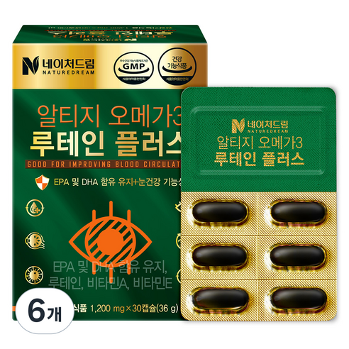 네이처드림 알티지 오메가3 루테인 플러스 영양제 36g, 30정, 6개