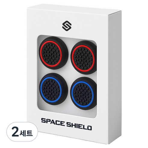 스페이스쉴드 닌텐도 스위치 2 조이콘 호환 블랙 라인 엠보 실리콘 스틱 캡 2종 x 2p 세트, 블랙블루, 블랙레드, 2세트