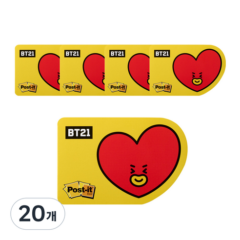 쓰리엠 포스트잇 강한점착용 모양노트 654 BT21, 타타, 20개