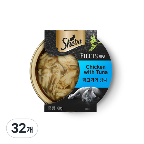 쉬바 어덜트 고양이 필렛 습식사료, 닭+참치, 60g, 32개
