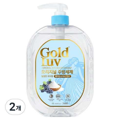 골드럽 베이킹소다 구연산 오리지널 주방세제 포도향, 2개, 1L
