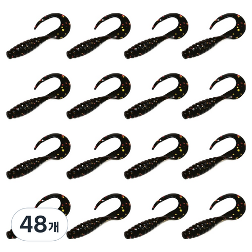 다미끼 M 그럽 쏘가리 배스 송어 웜 51mm, 014 BLACK MIX FLAKE, 1g, 48개