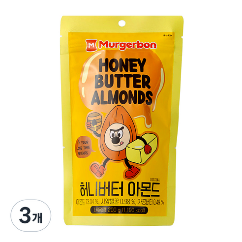 머거본 허니 버터 아몬드, 200g, 3개