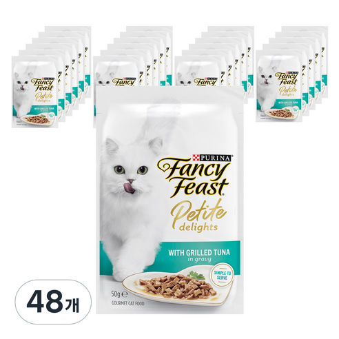 팬시피스트 3개월 이후 고양이 쁘띠딜라이트 주식 파우치, 참치, 50g, 48개