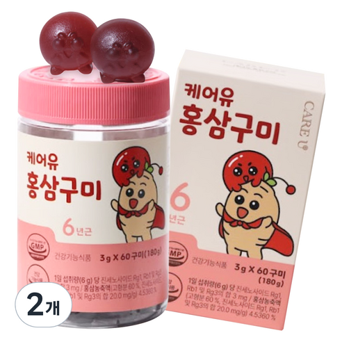 케어유 홍삼 구미 젤리 60p, 2개, 60정