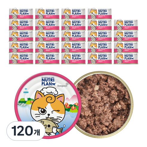 동원뉴트리플랜 고양이 간식캔, 참치와 달고기, 90g, 120개