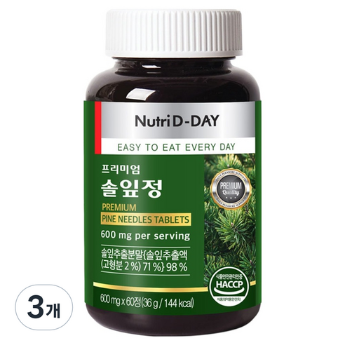 뉴트리디데이 프리미엄 솔잎정 36g, 60정, 3개