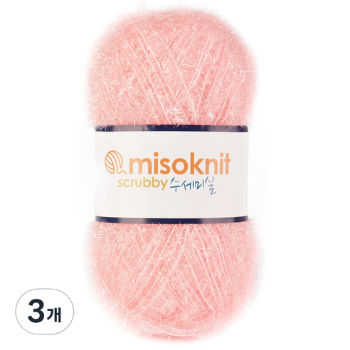 미소털실 펄 수세미실 80g, 09연핑크, 3개