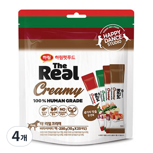 하림펫푸드 강아지 더리얼 크리미 파우치 버라이어티팩 10g x 25p, 혼합맛(연어/닭가슴