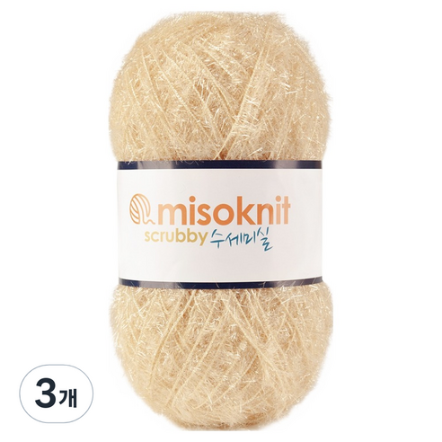 미소털실 펄 수세미실 80g, 30연베이지, 3개