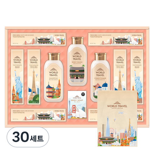 LG생활건강 월드트레블에디션 헤어바디케어 선물세트 + 쇼핑백, 30세트