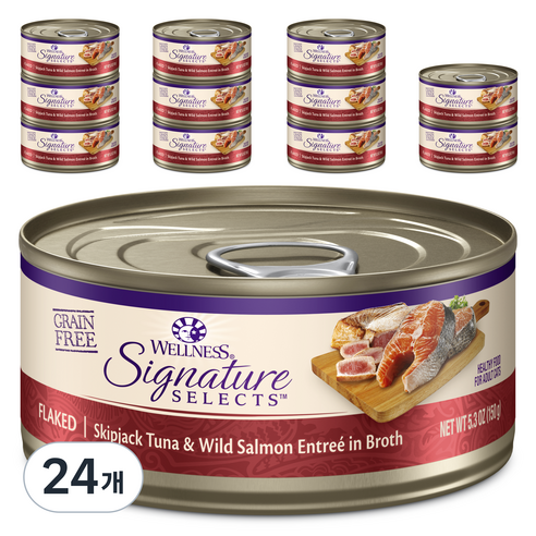 웰니스 전연령 고양이 시그니쳐 셀렉트 플레이크 습식사료, 참치+연어, 150g, 24개