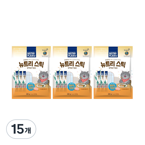 동원뉴트리플랜 고양이 뉴트리 스틱, 혼합맛(참치/닭가슴살) × 280g × 15개