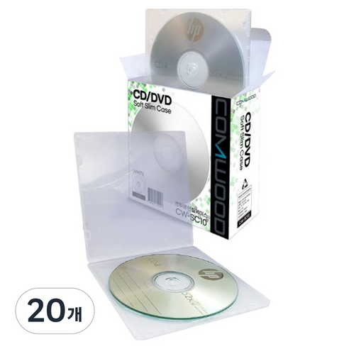 컴우드 CD / DVD 연질 슬림케이스 반투명 5mm, CW-SC10, 20개