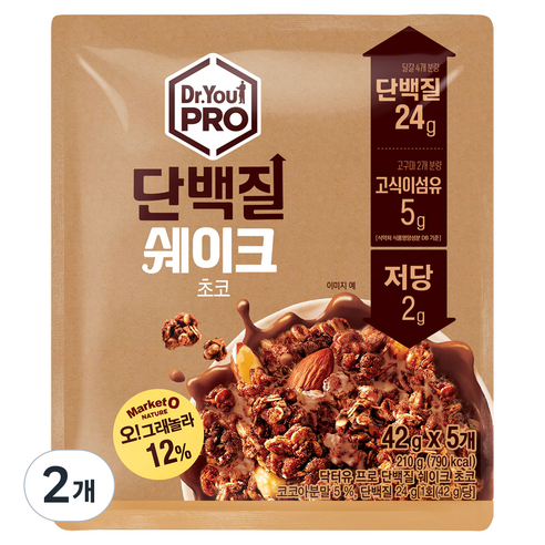닥터유 프로 단백질 쉐이크 초코 5개입, 210g, 2개
