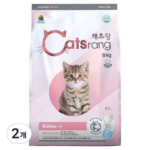 캐츠랑 키튼 고양이 건식 사료, 8kg, 2개, 닭+참치