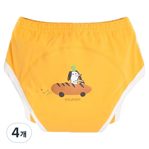모이몰른 유아용 브레드 싱글 스판 배변훈련 팬티 M248ISN31P, 옐로우, 4개