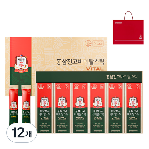 정관장 정품 홍삼진고바이탈스틱 5p + 쇼핑백, 50g, 12개