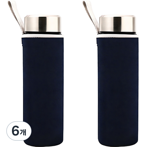 뷰레이티닷컴 베이크 무지 물병가방 550ml, 네이비, 6개