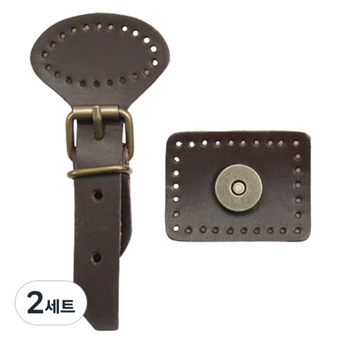 바이핸즈 청동 가죽 가방 잠금 사시꼬미 2종 세트, 브라운, 2세트