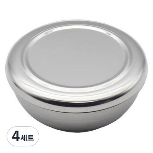 리빙 1인용 합식기 + 뚜껑 세트, 실버, 4세트