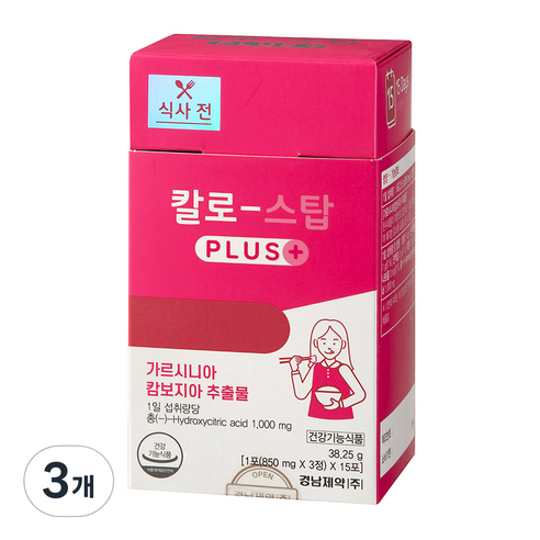 경남제약 칼로스탑 플러스 15포, 38.25g, 3개