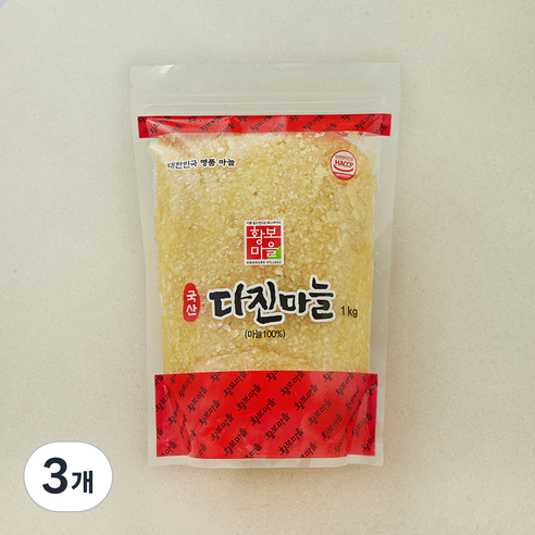 황보마을 국내산 다진마늘, 1kg, 3개