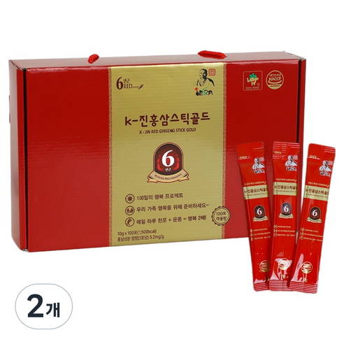 인산죽염 K-진홍삼 스틱 골드 100p, 2개