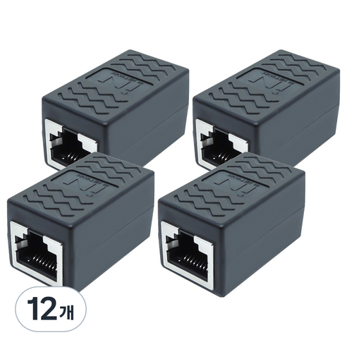 인네트워크 CAT.6 1Gbps FTP 랜 연장 젠더 IN-F6CP, 블랙, 12개, 36.7mm
